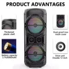 Speakers 12 Inch Double Horn Subwoofer 125w Super Large Outdoor Bluetooth Speaker Portable Wireless Column Bass Sound with Microphone Fm