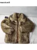 Mauroicardi Winter Short Thick Warm Hairy Shaggy Faux Raccoon Fur Coat Men Long Sleeve High Quality Luxury Fluffy Jacket 2023 231226