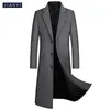 Mäns vindtätande enkelbröst koreansk version Slim Montering Long Kne Tjött 30% Wool Woolen Coat Business Casual Long Parka 231226