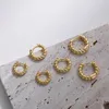 Hoop Earrings 3 Pairs Trendy Twisted Small For Women Fashion Gold Color Steel Metal Circle Tiny Huggie Ear Buckle Jewelry