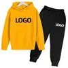 Criança personalizada agasalho 2 peças conjunto meninos meninas velo criança esportiva 4 to14 anos para adolescentes jogging hoodies sweatpants 231226