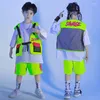 Abbigliamento da palcoscenico Bambini Kpop Abbigliamento hip-hop Giacca in rete Gilet T-shirt Top Pantaloncini Streetwear Per ragazza Ragazzo Costume da ballo jazz Abiti da spettacolo per adolescenti