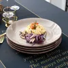 Assiettes Bella-C 4/8/12 pièces en porcelaine céramique peinte à la main, ensemble d'assiettes pour dîner/salade/fruits/collation (27 27 2.8 cm)