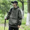 Herrenjacken Herbst Herren Kapuzen-Fronttaschen Baggy-Outwear Stilvoller All-Match-europäischer Stil Fallschirmhübscher lässiger Rippenärmel-Ins