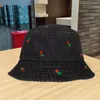Wide Brim Hats Women Fisherman Hat Tulip Embroidery Flat Top Vintage Basin Cap Foldable Decorative Sunshade Windproof Lady