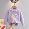 Baby Meisjes Kasjmier Trui Winter Kinderen Pluche Warme Hoge Kwaliteit Wollen Kleding 2-6Years Kinderen Peuter Cartoon Gebreid Vest 231226