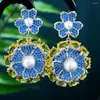 Boucles d'oreilles pendantes GODKI perle fleur boucle d'oreille pour les femmes de mariage cubique Zircon mode fiançailles fête bijoux Pendientes Mujer Moda 2025