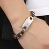 Bangle Fashion Men Gold Chain Armband Bangles Cool Silver Color Titanium Square Tag Box Armband smycken