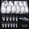 500PCClear Glaze Fake Nail Tips Square Stiletto Coffin Press On Full Cover False Art Capsules for Set LA1989 231226