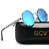 GCV Gafas de sol góticas Steampunk de alta calidad polarizadas para hombres y mujeres, gafas de sol con montura metálica redonda Vintage de diseñador de marca 231226