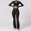 Ensembles actifs 2 pièces ensemble de Yoga sans couture vêtements de sport costumes de sport pour femmes survêtements de Fitness fermeture éclair manches longues jambières d'exercices