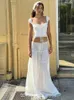 Work Dresses Avrilyaan Sexy White Lace Backless Two Piece Set 2023 Bandage Top Long Skirt Women Elegant Holiday Casual 2