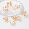 Pierścienie klastra 9pcs/zestaw złoty kolor serca Snake Zestaw dla kobiet Vintage Butterfly Pearl Geometryczne puste pierścień moda biżuteria weselna