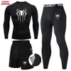 Tute da uomo Atletica 3 pezzi Set di compressione per uomo Stampa grafica Palestra Corsa Allenamento Kit fitness Strato base Canottiera Top Pantaloni