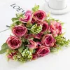 Dekorativa blommor Autumn Rolled Edge Simulated Flower Rose Wedding Decation Holding Artificial Dining Table Floral Ornaments