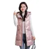 Gilets pour femmes Mode Gilet Pardessus Plus Taille Puffer Solide Couleur Femmes Chaud Sans Manches Longue Type Veste À Capuche Résistant Au Froid