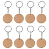 Porte-clés 10pcs porte-clés en bois vierge rectangulaire rond en forme de coeur en bois porte-clés en bois