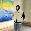 Men's Jackets rhudejackets Coconut Tree Peace Pigeon Standing Collar Contrast Beautiful Trendy High Street Couple Wang Jia'er Same Style Xm26