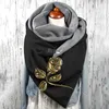 Schals Große Größe Frauen Winter Schal Wraps Blumendruck Metallknopf Weiche Wrap Lässige Warme Decke Ring Schlauchschals Echarpe