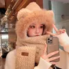 Berets 3 In 1 Hat Scarf Gloves Set Women's Winter Plush Warm Plus Fleece Thickened Cold Bib Ear Protection Ski Fashion