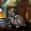 Чайные украшения Бутик керамики Персонализированный чайный сервиз Lucky Golden Dragon Turtle Чайная церемония Zero Matching Tea Pet Мини-чайный сервиз 231226