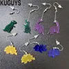KUGUYS mode acrylique bijoux personnalisé clair acrylique longues boucles d'oreilles cadeau multicolore couleurs petit dinosaure balancent boucle d'oreille pour Wome257f