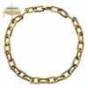 Tjock platt rundad rektangel Guldfärg Link Chain Halsband Män Kvinnor Rostfritt stål Fashion Jewelry 1 Piece 335C