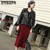 Kurtki damskie Czarna luźna skórzana kurtka PU krótka obrocznik Długie rękaw Cienki płaszcz Casual Motobiker American Fashion Spring Autumn