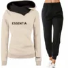 Essentialls Designer con cappuccio TrackSuitStwo Piece set da donna Abbigliamento per binari Casualmente 2 pezzi Outfit Sport Sports Sumping Sude tute S-XXXL