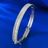 Trendy Lovers Moissanite Diamond Bangle 100% Real 925 Sterling Silver Party Wedding Bangles Bracelets for Women Men Jewelry