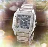 Mayores de precio más bajo Mira Gentalmen Luxury Premium Acero inoxidable Reloj No Mechanical Power Square Roman Tank Línea de esqueleto Dial Face Auger Regalos de reloj de pulsera