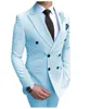 Beige Men's Suit 2 stycken Double Breasted Notch LAPEL LAT Slim Fit Casual Tuxedos för WeddingBlazerpants 231227