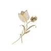 Papillon Elegante temperamento Corpetto di perle Cappotto da completo Accessori di fascia alta Spilla di moda Spilla con fiori di tulipano con conchiglia bianca