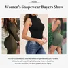 Kvinnors shapers bodysuits Sexig ribbad ärmlös halterhalsform