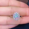 Clusterringe KJJEAXCMY Feiner Schmuck 925 Sterling Silber Eingelegter natürlicher Opal Mädchen Einfacher und schöner chinesischer Stil Ovaler Edelstein-Ringunterstützung