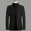 Business Formal Elegant Men Blazer Högkvalitativ ull Male Jacket Brudgum Bröllopsklänning Party Dräkt Black Grey Wine Red Navy Blue {Kategori}