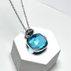 Nudo Pendant Necklace for Women Inlay Zircon With Blue Topaz Pendant Perfume Bottle Shape Elegant Fashion Jewelry 231226