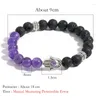 Strand OAIITE Purple Chalcedony Bracelet Women Natural Volcanic Stone Fatima Hand Beaded Men Yoga Meditation Energy Jewelry