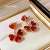 New designed Luxury black Red Agate Love Four Leaf Flower Tassel Earrings jewelry A0236