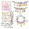 Charm DIY armband smycken gör kit söt pendellglaslegering pärlor set låd för barn julflicka närvarande födelsedagspresenter 231227