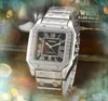 Mayores de precio más bajo Mira Gentalmen Luxury Premium Acero inoxidable Reloj No Mechanical Power Square Roman Tank Línea de esqueleto Dial Face Auger Regalos de reloj de pulsera