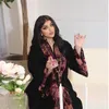 Ethnische Kleidung Eid Party Marokko Abaya Samt Winter Muslimische Frauen Langarm Maxikleid Türkei Kaftan Islamisches Arabisches Kleid Dubai Jalabiya