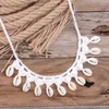 Choker Bohemian flätad bomullshalsband Kvinnor Girls Shells Pendant Knitting Yarn Summer Beach Party SMEEDDEL Gifts