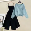 Two Piece Dress 2023 Autumn And Winter Gentle Style Designer Sweater Female 2-Piece Elegant Knitted Vest Set Domestic First-Class Main Dht6L
