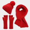 Boll Caps Scarf Gloves Hat Set For Teen Girls Womenmen Autumn Winter Warm Women
