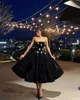 Black A Line Party Dresses Strapless Floral Homecoming Dresses Mini Cocktail Dresses Designer 231227