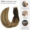 Ruban dans les extensions de cheveux Balayage des cheveux humains brun foncé à châtaignier brun et skin blonde cutanée ruban de trame sur extension de cheveux 100g / 40pcs Tête complète