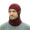 Berets Winter Beanie Hats Scarf Set Warm Knit Skull Cap Neck Warmer With Thick Fleece Lined Fur Hat Snood For Men Women