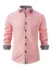Herrenhemden 2024 Plaid Button Turn-Down-Kragen Herrenhemd Männlich Langarm Slim Fit Business Casual Arbeitsoberteil