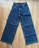 Jeans pour hommes Patchwork brodé pour hommes Street Vintage Blue Baggy Jean avec de grandes poches jambe droite pantalon de mode